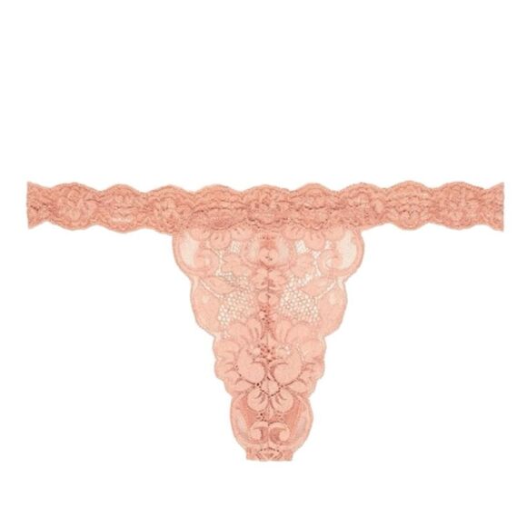 Free People x HAH T String Me A Thong Underwear Panties Dusty Rose Lace XL - Picture 2 of 7